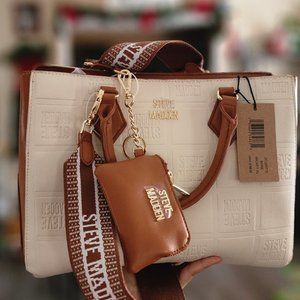 STEVE MADDEN bone embossed mickey XL crossbody tote bag